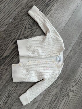 Ralph Lauren Cream Cable-Knit Button Cardigan
